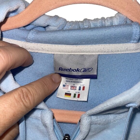 Reebok Vintage Womens Track Suit Size XL Blue Velour Y2k Pockets Cotton - Picture 10 of 10